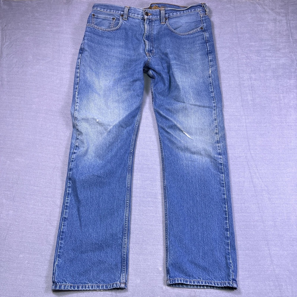 Eddie Bauer Mens Blue Classic Distressed Straight Leg Denim Jeans Size 40Tx 34